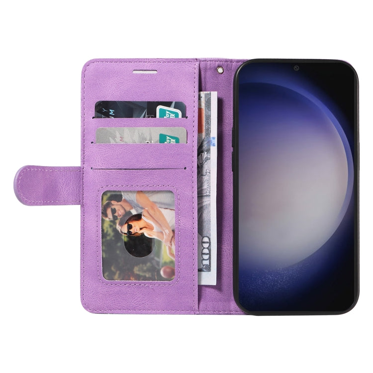 For Samsung Galaxy S25 / S24 5G Dual-color Splicing Flip Leather Phone Case(Purple) - Galaxy S25 5G Cases by PMC Jewellery | Online Shopping South Africa | PMC Jewellery | Buy Now Pay Later Mobicred