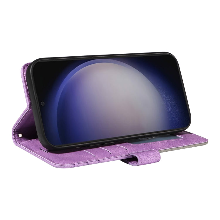 For Samsung Galaxy S25 / S24 5G Dual-color Splicing Flip Leather Phone Case(Purple) - Galaxy S25 5G Cases by PMC Jewellery | Online Shopping South Africa | PMC Jewellery | Buy Now Pay Later Mobicred
