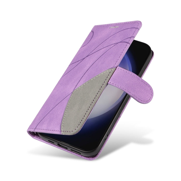 For Samsung Galaxy S25 / S24 5G Dual-color Splicing Flip Leather Phone Case(Purple) - Galaxy S25 5G Cases by PMC Jewellery | Online Shopping South Africa | PMC Jewellery | Buy Now Pay Later Mobicred