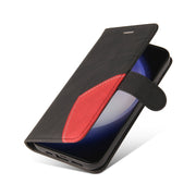 For Samsung Galaxy S25+ / S24+ 5G Dual-color Splicing Flip Leather Phone Case(Black)