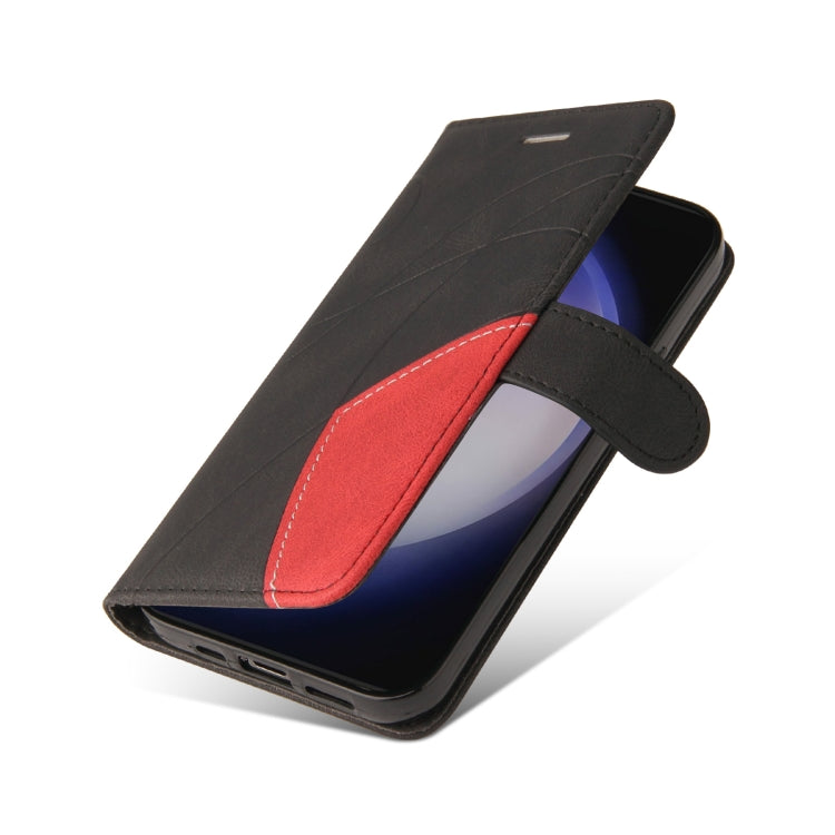 For Samsung Galaxy S25+ / S24+ 5G Dual-color Splicing Flip Leather Phone Case(Black)