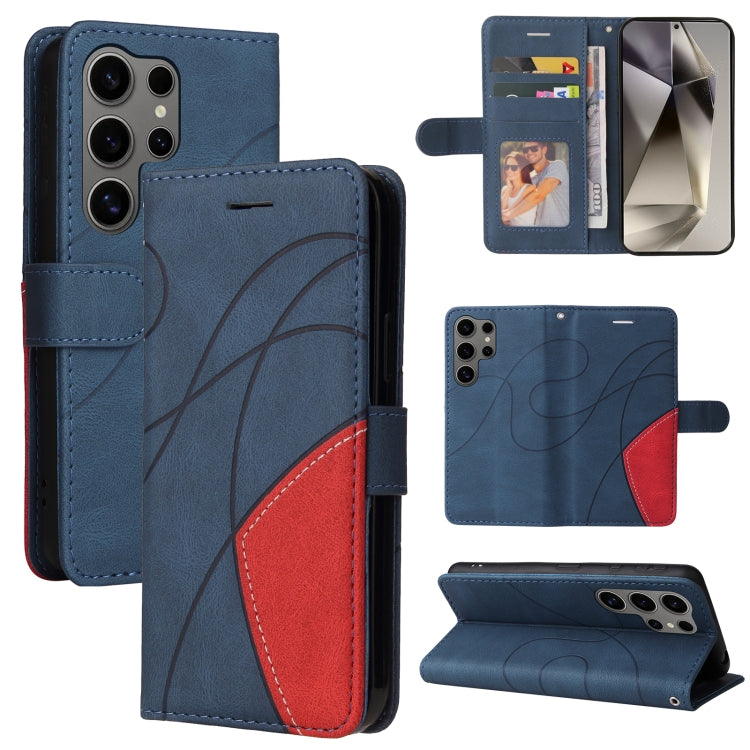 For Samsung Galaxy S25 Ultra 5G Dual-color Splicing Flip Leather Phone Case(Blue) - Galaxy S25 Ultra 5G Cases by PMC Jewellery | Online Shopping South Africa | PMC Jewellery | Buy Now Pay Later Mobicred