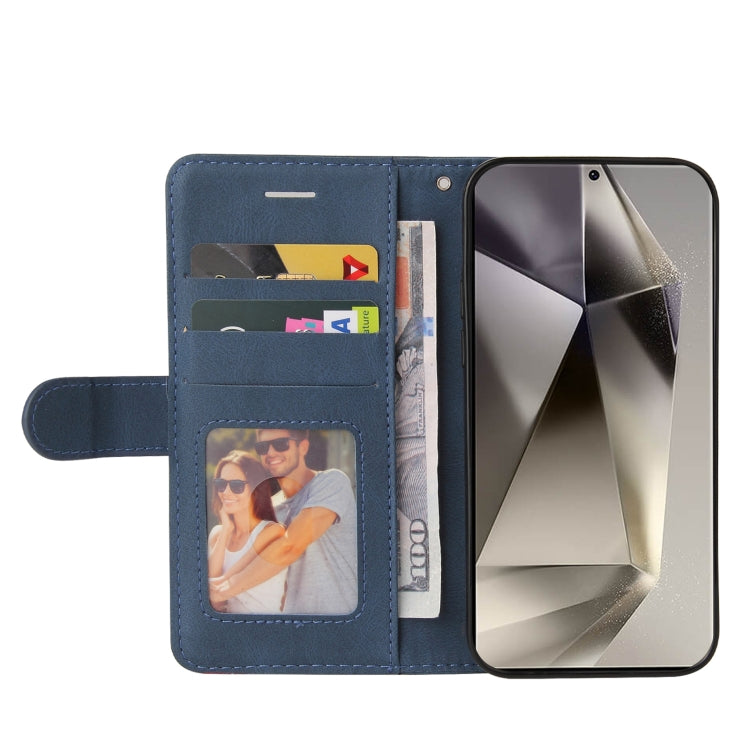 For Samsung Galaxy S25 Ultra 5G Dual-color Splicing Flip Leather Phone Case(Blue) - Galaxy S25 Ultra 5G Cases by PMC Jewellery | Online Shopping South Africa | PMC Jewellery | Buy Now Pay Later Mobicred