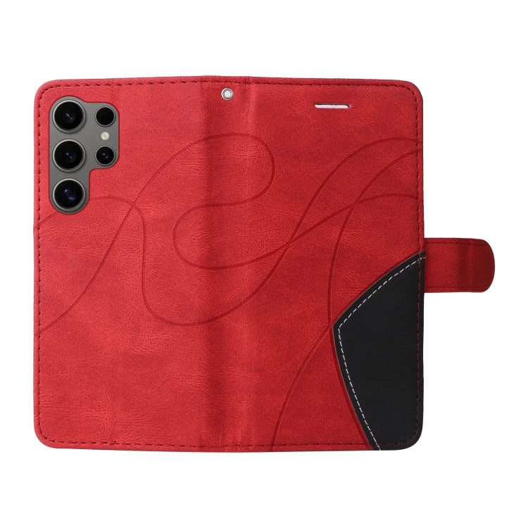For Samsung Galaxy S25 Ultra 5G Dual-color Splicing Flip Leather Phone Case(Red) - Galaxy S25 Ultra 5G Cases by PMC Jewellery | Online Shopping South Africa | PMC Jewellery | Buy Now Pay Later Mobicred