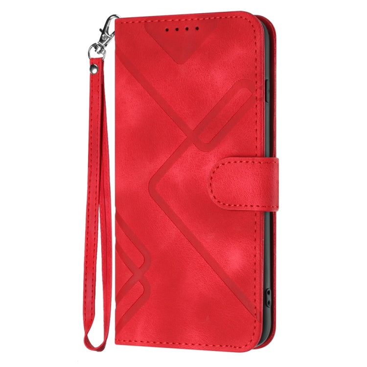 For Samsung Galaxy S25 Ultra 5G Line Pattern Skin Feel Leather Phone Case(Red) - Galaxy S25 Ultra 5G Cases by PMC Jewellery | Online Shopping South Africa | PMC Jewellery | Buy Now Pay Later Mobicred