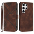For Samsung Galaxy S25 Ultra 5G Line Pattern Skin Feel Leather Phone Case(Coffee) - Galaxy S25 Ultra 5G Cases by PMC Jewellery | Online Shopping South Africa | PMC Jewellery | Buy Now Pay Later Mobicred