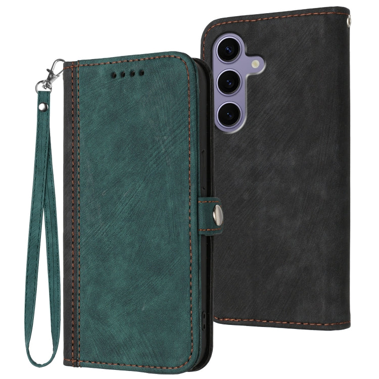 For Samsung Galaxy S25 5G Side Buckle Double Fold Hand Strap Leather Phone Case(Dark Green) - Galaxy S25 5G Cases by PMC TechLife | Online Shopping South Africa | PMC TechLife | Buy Now Pay Later Mobicred