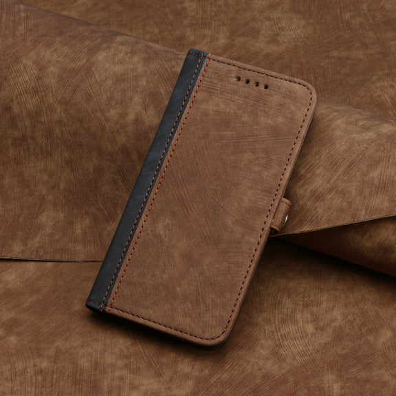 For Samsung Galaxy S25 Ultra 5G Side Buckle Double Fold Hand Strap Leather Phone Case(Brown)