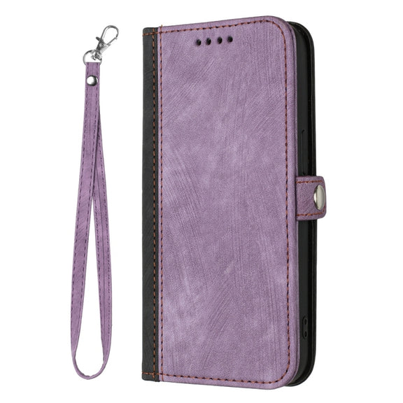 For Samsung Galaxy S25 Ultra 5G Side Buckle Double Fold Hand Strap Leather Phone Case(Purple)