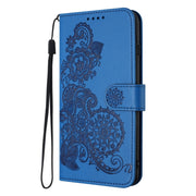 For Samsung Galaxy S25+ 5G Datura Flower Embossed Flip Leather Phone Case(Blue)