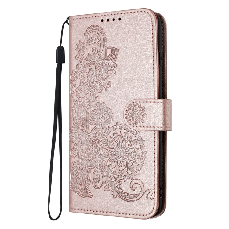 For Samsung Galaxy S25+ 5G Datura Flower Embossed Flip Leather Phone Case(Rose Gold) - Galaxy S25+ 5G Cases by PMC Jewellery | Online Shopping South Africa | PMC Jewellery | Buy Now Pay Later Mobicred