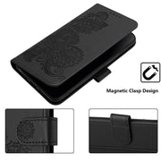 For Samsung Galaxy S25+ 5G Datura Flower Embossed Flip Leather Phone Case(Black)