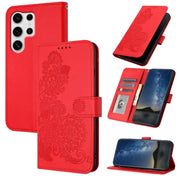 For Samsung Galaxy S25 Ultra 5G Datura Flower Embossed Flip Leather Phone Case(Red)