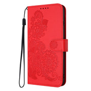 For Samsung Galaxy S25 Ultra 5G Datura Flower Embossed Flip Leather Phone Case(Red)
