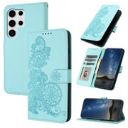 For Samsung Galaxy S25 Ultra 5G Datura Flower Embossed Flip Leather Phone Case(Light Blue)