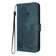 For Samsung Galaxy S25 Ultra 5G Datura Flower Embossed Flip Leather Phone Case(Dark Green)