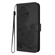 For Samsung Galaxy S25 Ultra 5G Datura Flower Embossed Flip Leather Phone Case(Black)