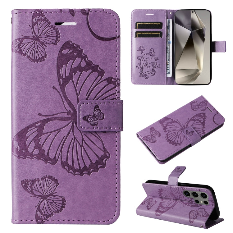 For Samsung Galaxy S25 Ultra 5G 3D Butterfly Embossed Pattern Flip Leather Phone Case(Purple) - Galaxy S25 Ultra 5G Cases by PMC Jewellery | Online Shopping South Africa | PMC Jewellery | Buy Now Pay Later Mobicred