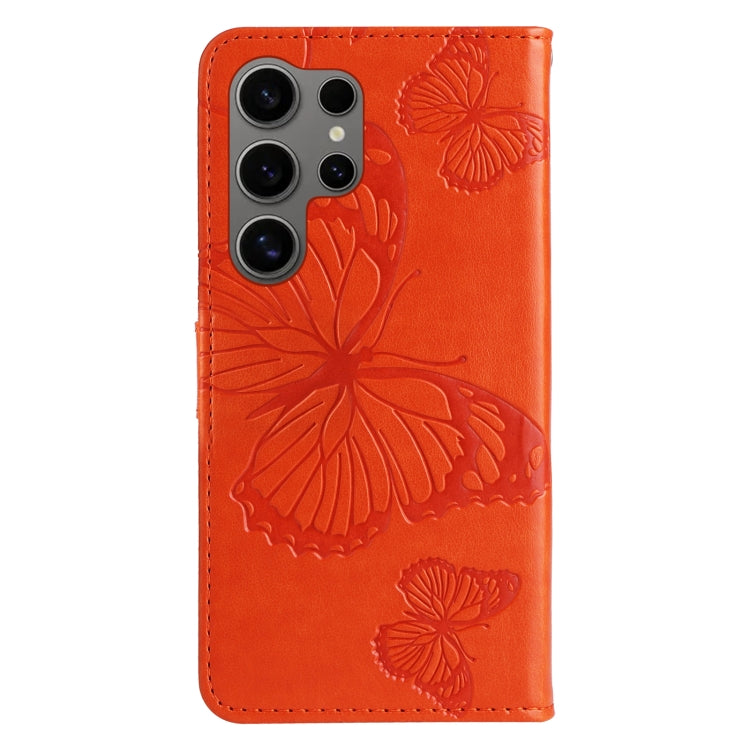 For Samsung Galaxy S25 Ultra 5G 3D Butterfly Embossed Pattern Flip Leather Phone Case(Orange) - Galaxy S25 Ultra 5G Cases by PMC Jewellery | Online Shopping South Africa | PMC Jewellery | Buy Now Pay Later Mobicred