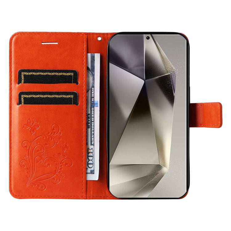 For Samsung Galaxy S25 Ultra 5G 3D Butterfly Embossed Pattern Flip Leather Phone Case(Orange) - Galaxy S25 Ultra 5G Cases by PMC Jewellery | Online Shopping South Africa | PMC Jewellery | Buy Now Pay Later Mobicred