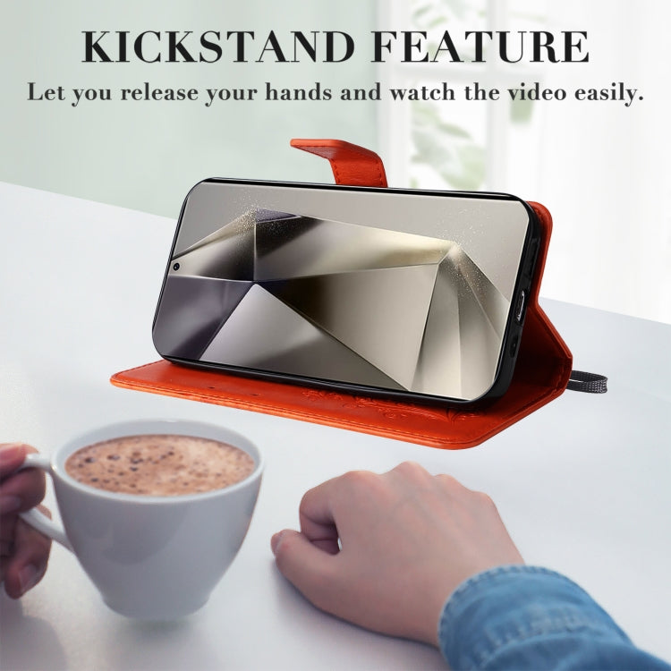 For Samsung Galaxy S25 Ultra 5G 3D Butterfly Embossed Pattern Flip Leather Phone Case(Orange) - Galaxy S25 Ultra 5G Cases by PMC Jewellery | Online Shopping South Africa | PMC Jewellery | Buy Now Pay Later Mobicred