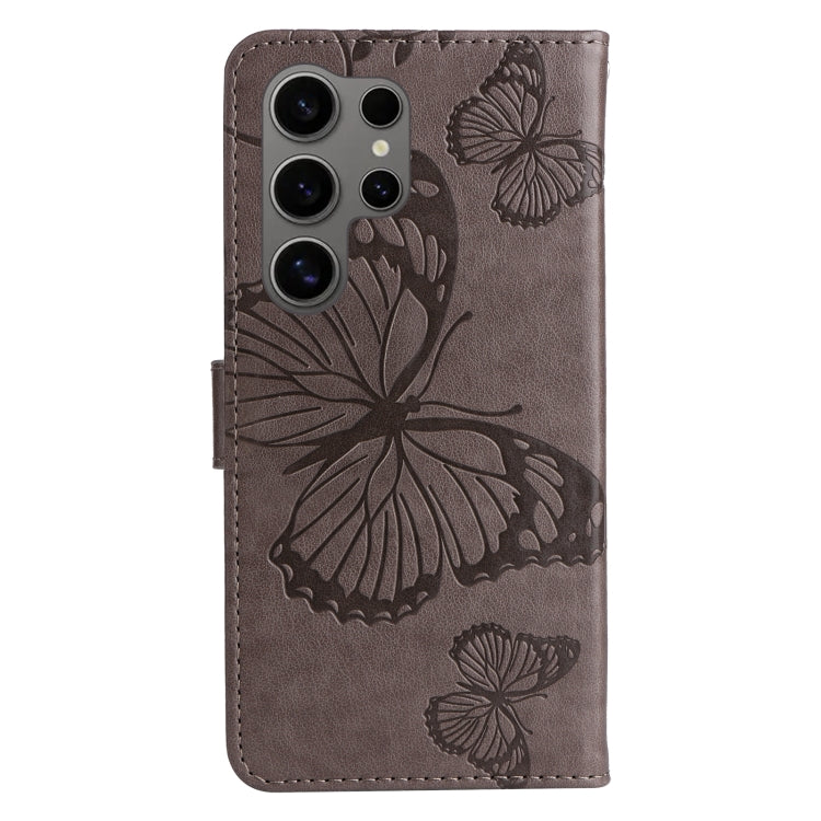 For Samsung Galaxy S25 Ultra 5G 3D Butterfly Embossed Pattern Flip Leather Phone Case(Grey) - Galaxy S25 Ultra 5G Cases by PMC Jewellery | Online Shopping South Africa | PMC Jewellery | Buy Now Pay Later Mobicred