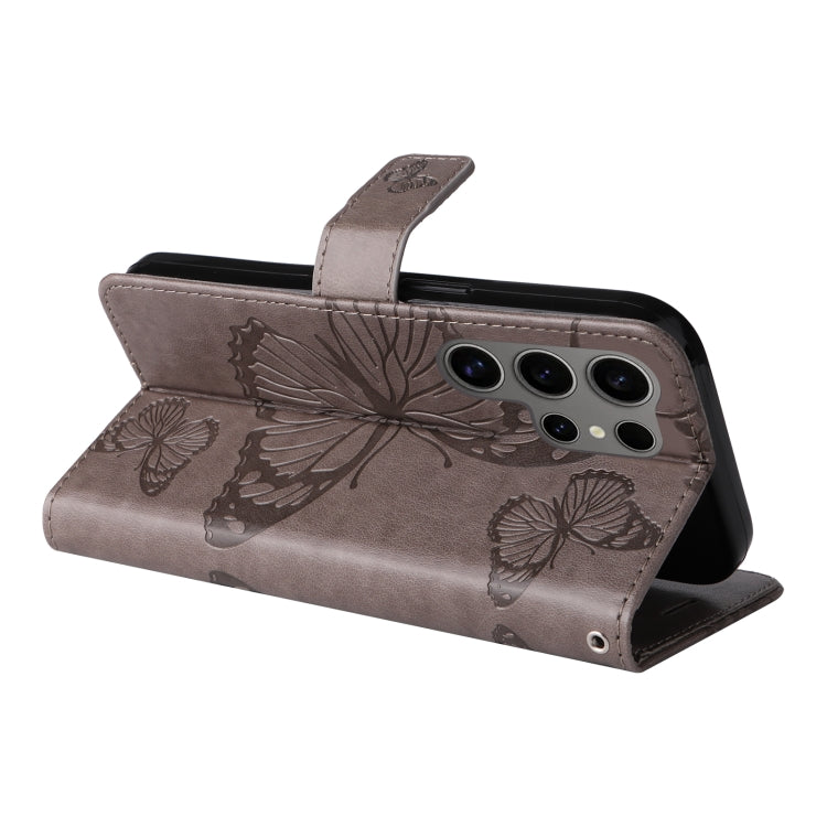 For Samsung Galaxy S25 Ultra 5G 3D Butterfly Embossed Pattern Flip Leather Phone Case(Grey) - Galaxy S25 Ultra 5G Cases by PMC Jewellery | Online Shopping South Africa | PMC Jewellery | Buy Now Pay Later Mobicred