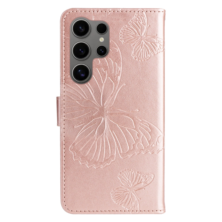 For Samsung Galaxy S25 Ultra 5G 3D Butterfly Embossed Pattern Flip Leather Phone Case(Rose Gold) - Galaxy S25 Ultra 5G Cases by PMC TechLife | Online Shopping South Africa | PMC TechLife | Buy Now Pay Later Mobicred
