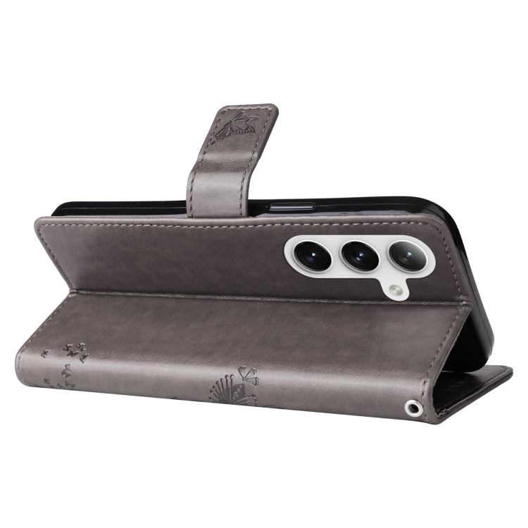 For Samsung Galaxy S25 / S24 5G Tree & Cat Embossed Pattern Flip Leather Phone Case(Grey) - Galaxy S25 5G Cases by PMC Jewellery | Online Shopping South Africa | PMC Jewellery | Buy Now Pay Later Mobicred