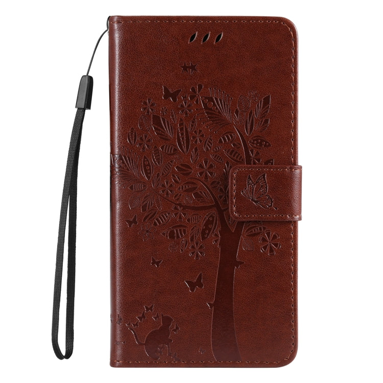 For Samsung Galaxy S25 / S24 5G Tree & Cat Embossed Pattern Flip Leather Phone Case(Coffee) - Galaxy S25 5G Cases by PMC Jewellery | Online Shopping South Africa | PMC Jewellery | Buy Now Pay Later Mobicred