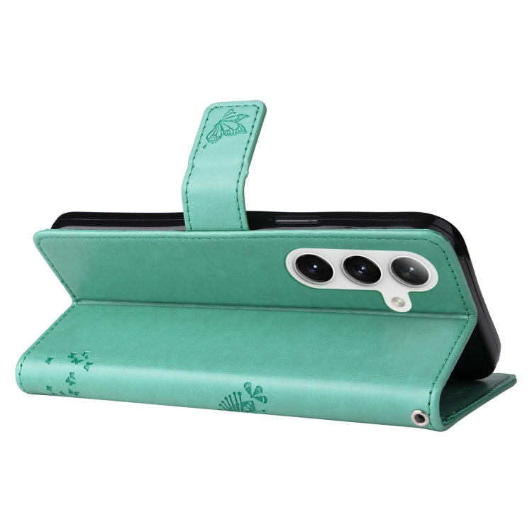 For Samsung Galaxy S25+ / S24+ 5G Tree & Cat Embossed Pattern Flip Leather Phone Case(Green) - Galaxy S25+ 5G Cases by PMC Jewellery | Online Shopping South Africa | PMC Jewellery | Buy Now Pay Later Mobicred