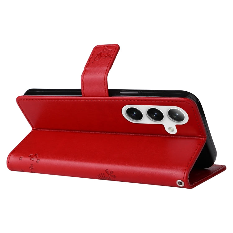 For Samsung Galaxy S25+ / S24+ 5G Tree & Cat Embossed Pattern Flip Leather Phone Case(Red) - Galaxy S25+ 5G Cases by PMC Jewellery | Online Shopping South Africa | PMC Jewellery | Buy Now Pay Later Mobicred