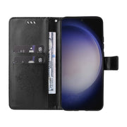 For Samsung Galaxy S25+ / S24+ 5G Tree & Cat Embossed Pattern Flip Leather Phone Case(Black)