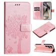For Samsung Galaxy S25 Ultra 5G Tree & Cat Embossed Pattern Flip Leather Phone Case(Rose Gold) - Galaxy S25 Ultra 5G Cases by PMC TechLife | Online Shopping South Africa | PMC TechLife | Buy Now Pay Later Mobicred