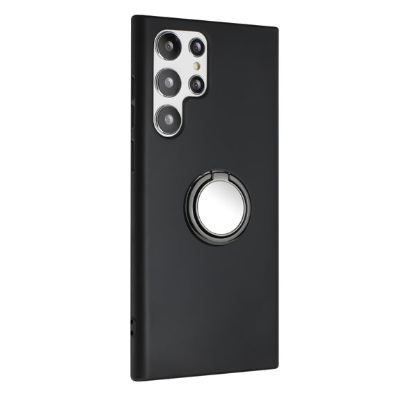 For Samsung Galaxy S25 Ultra 5G Matte Ring Holder TPU Phone Case(Black)