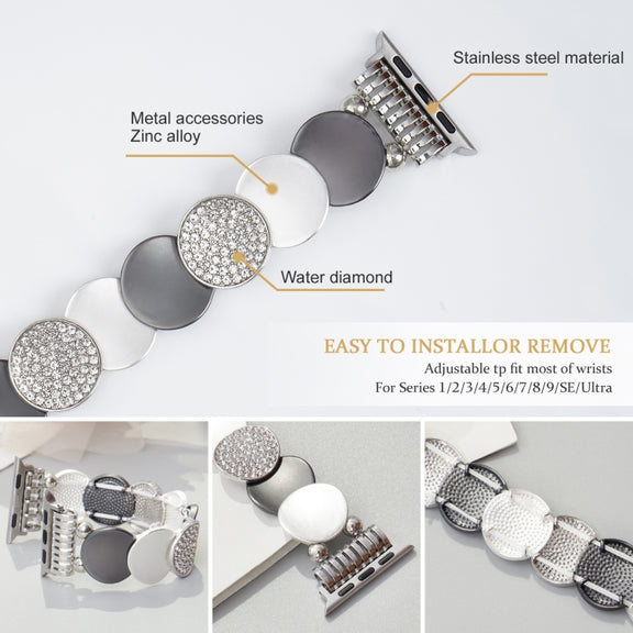 For Apple Watch 42mm / 41mm / 40mm / 38mm Alloy Chain Metal Watch Band(Silver Grey)