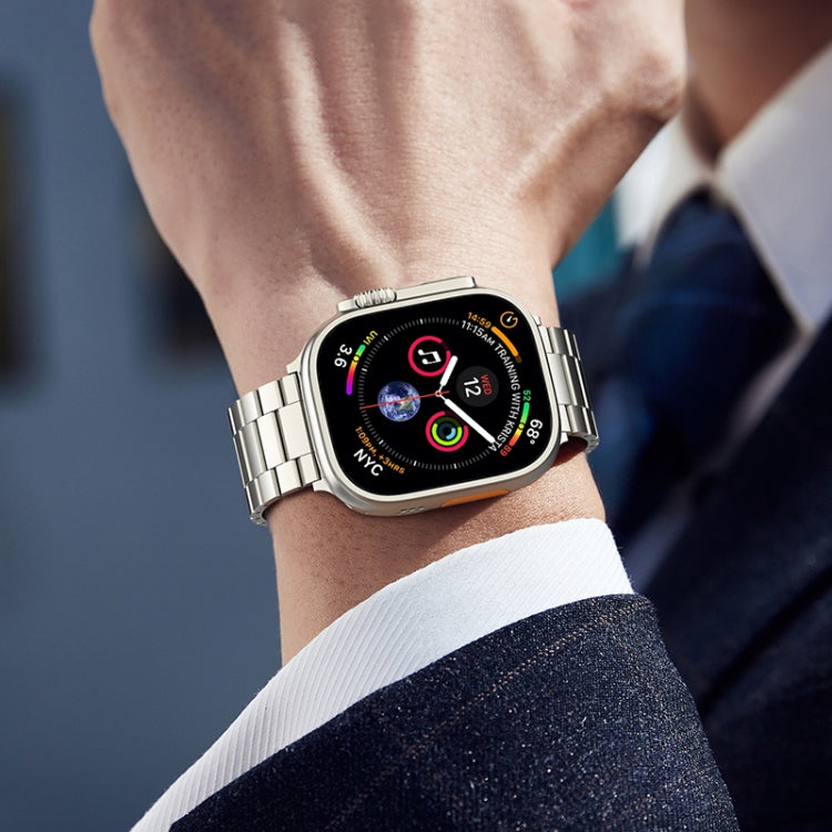 For Apple Watch 42mm / 41mm / 40mm / 38mm Tri-beads Magnetic Titanium Alloy Watch Band(Silver)
