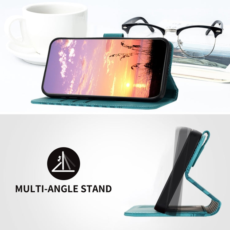 For Samsung Galaxy S25 5G YX0060 Elephant Head Embossed Phone Leather Case with Lanyard(Light Blue) - Galaxy S25 5G Cases by PMC Jewellery | Online Shopping South Africa | PMC Jewellery | Buy Now Pay Later Mobicred