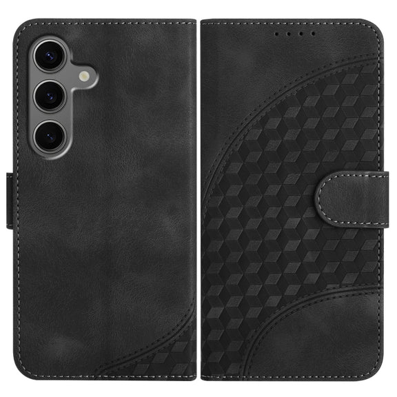 For Samsung Galaxy S25+ 5G Elephant Head Embossed Phone Leather Case with Lanyard(Black)
