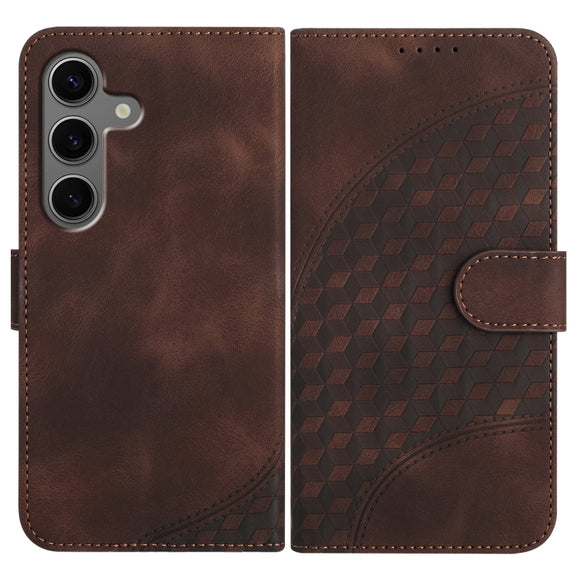 For Samsung Galaxy S25+ 5G Elephant Head Embossed Phone Leather Case with Lanyard(Coffee)