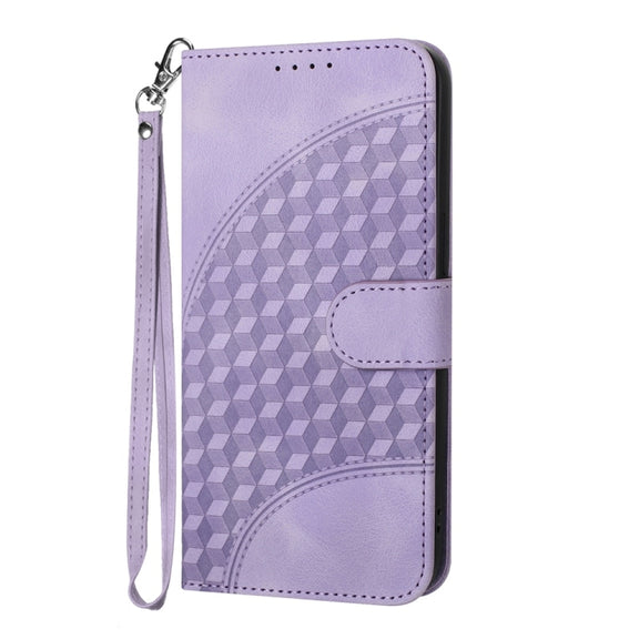 For Samsung Galaxy S25+ 5G YX0060 Elephant Head Embossed Phone Leather Case with Lanyard(Light Purple)