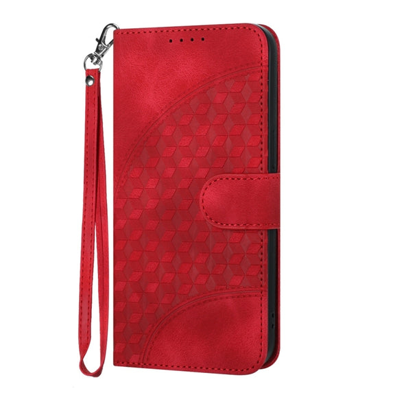 For Samsung Galaxy S25+ 5G Elephant Head Embossed Phone Leather Case with Lanyard(Red)