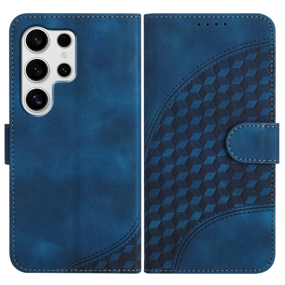 For Samsung Galaxy S25 Ultra 5G YX0060 Elephant Head Embossed Phone Leather Case with Lanyard(Royal Blue)