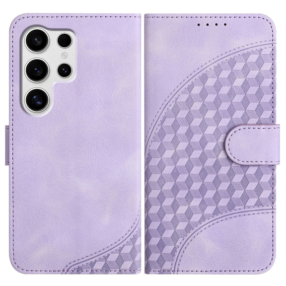 For Samsung Galaxy S25 Ultra 5G YX0060 Elephant Head Embossed Phone Leather Case with Lanyard(Light Purple)