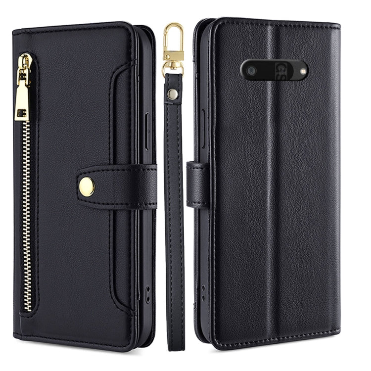 For Kyocera Digno SX4 5G Sheep Texture Cross-body Zipper Wallet Leather Phone Case(Black) - More Brand by PMC TechLife | Online Shopping South Africa | PMC TechLife | Buy Now Pay Later Mobicred