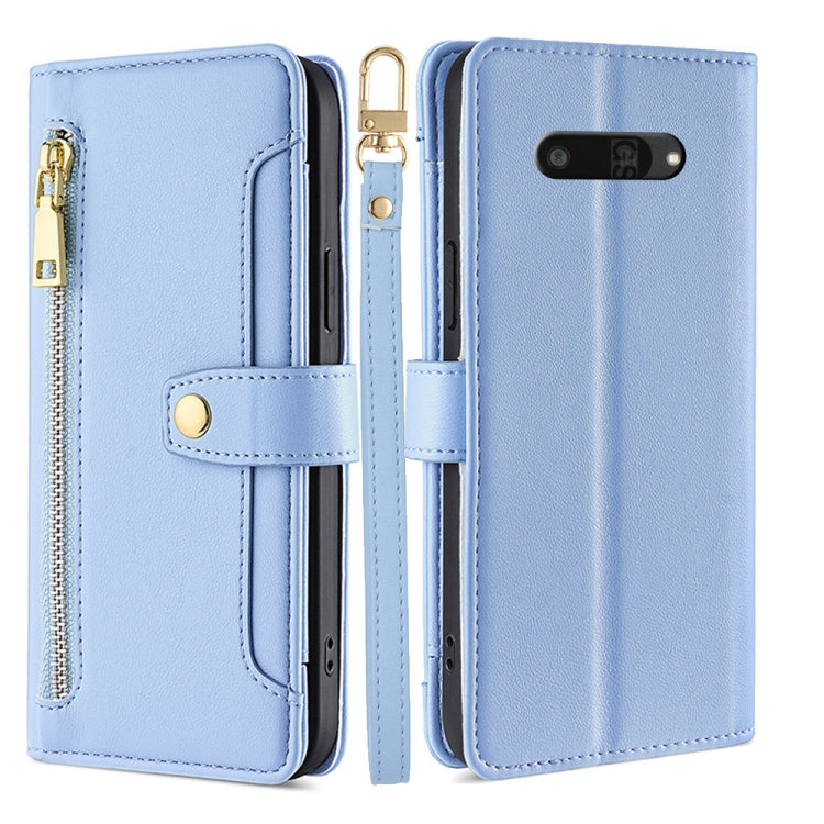 For Kyocera Digno SX4 5G Sheep Texture Cross-body Zipper Wallet Leather Phone Case(Blue) - free shipping - PMC TechLife - Order now!