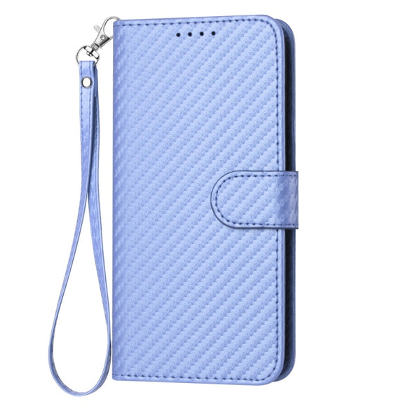 For Samsung Galaxy S25 Ultra 5G YX0070 Carbon Fiber Buckle Leather Phone Case with Lanyard(Light Purple)