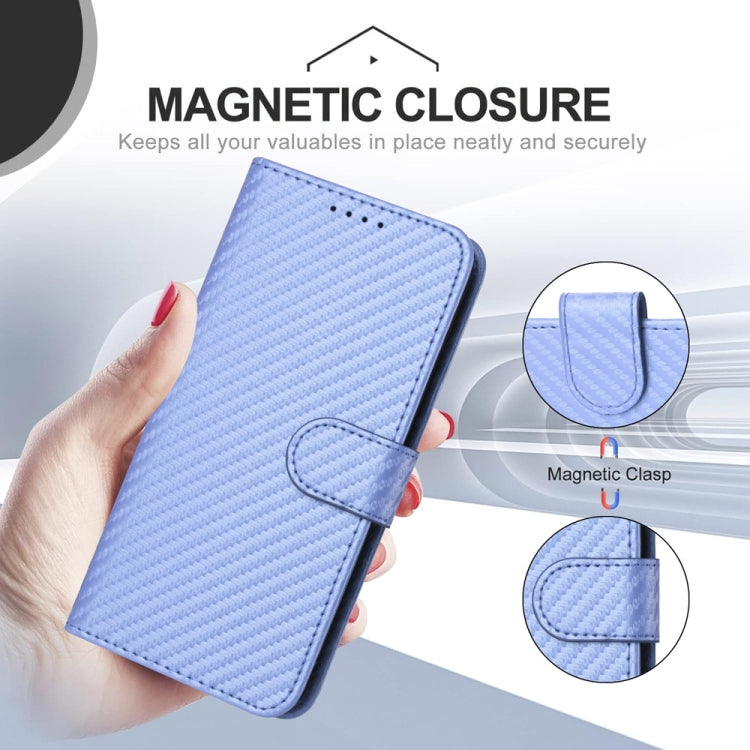 For Samsung Galaxy S25 Ultra 5G YX0070 Carbon Fiber Buckle Leather Phone Case with Lanyard(Light Purple)