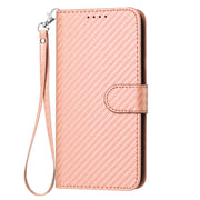 For Samsung Galaxy S25 Ultra 5G YX0070 Carbon Fiber Buckle Leather Phone Case with Lanyard(Pink)
