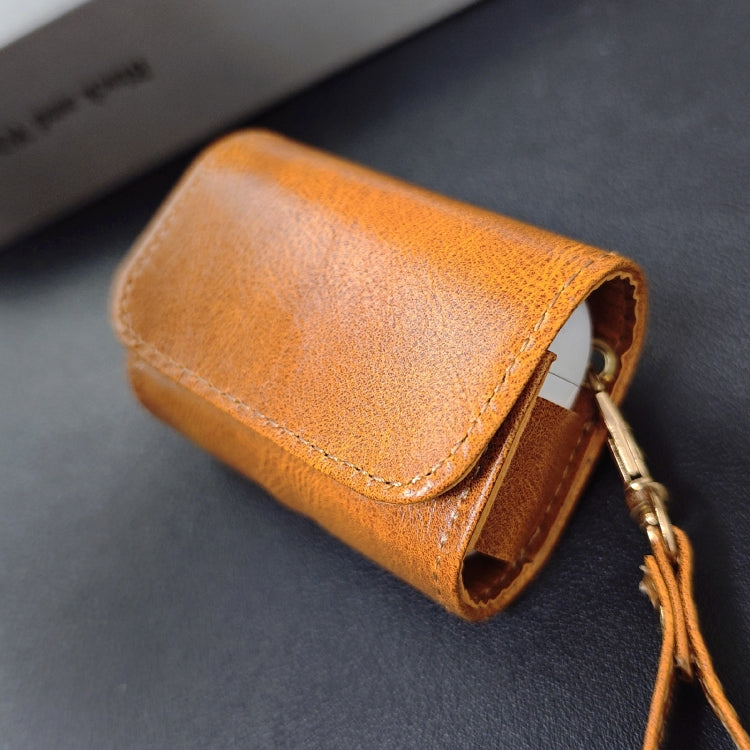 For AirPods 1 / 2 Cowhide Texture PU Headset Shockproof Case(Coffee) - For AirPods 1/2 by PMC Jewellery | Online Shopping South Africa | PMC Jewellery | Buy Now Pay Later Mobicred